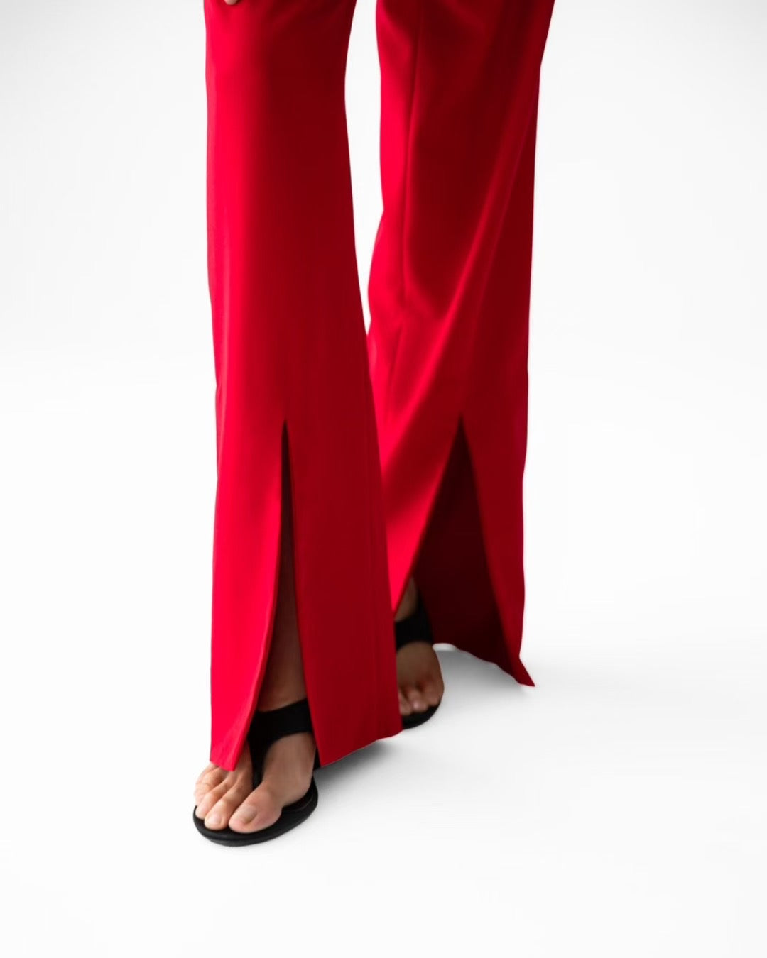 ELEGANT SPLIT-FLARE TROUSERS