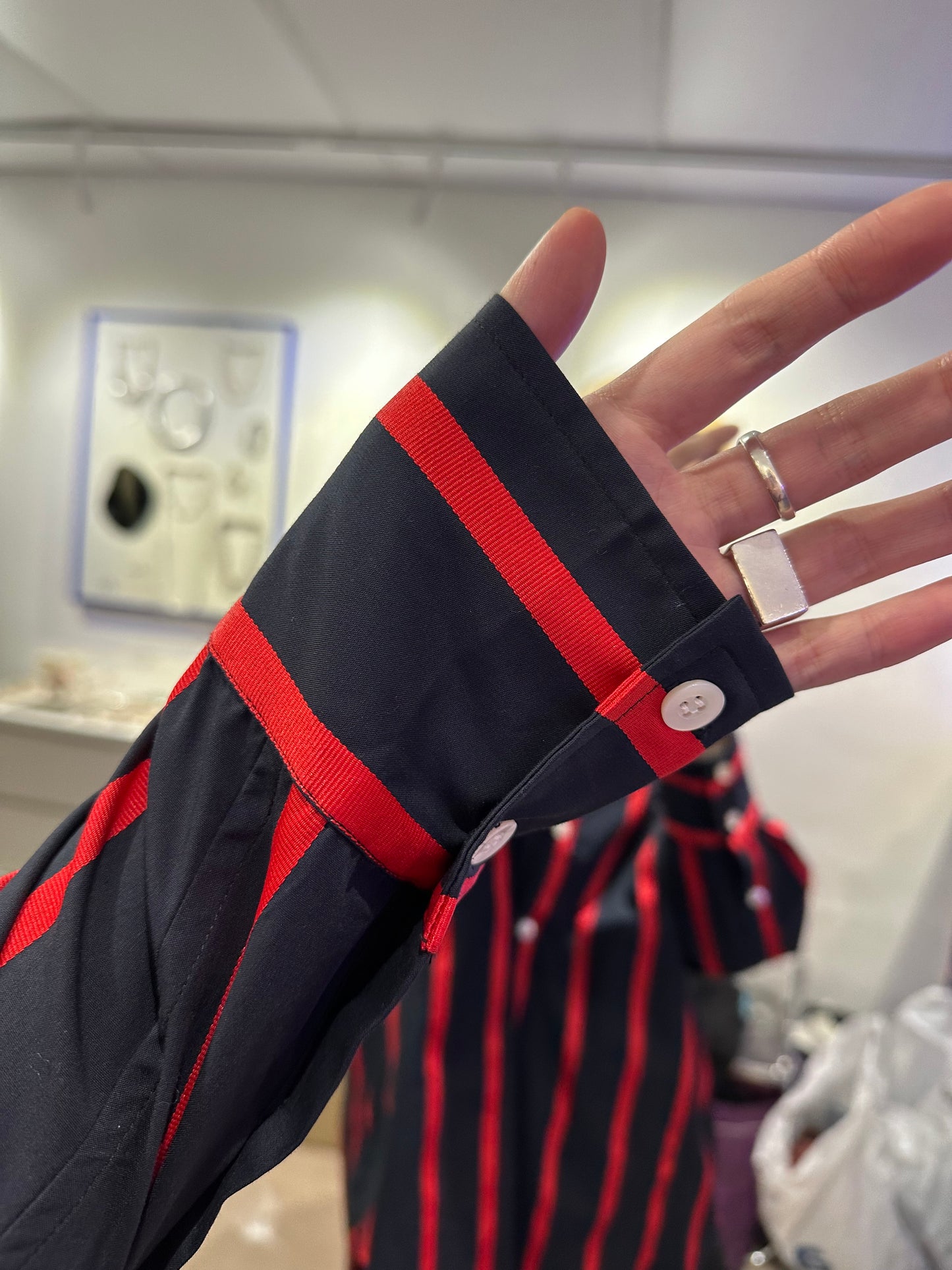 • FUSSY MADE • RED RIBBON TRIM SHIRT