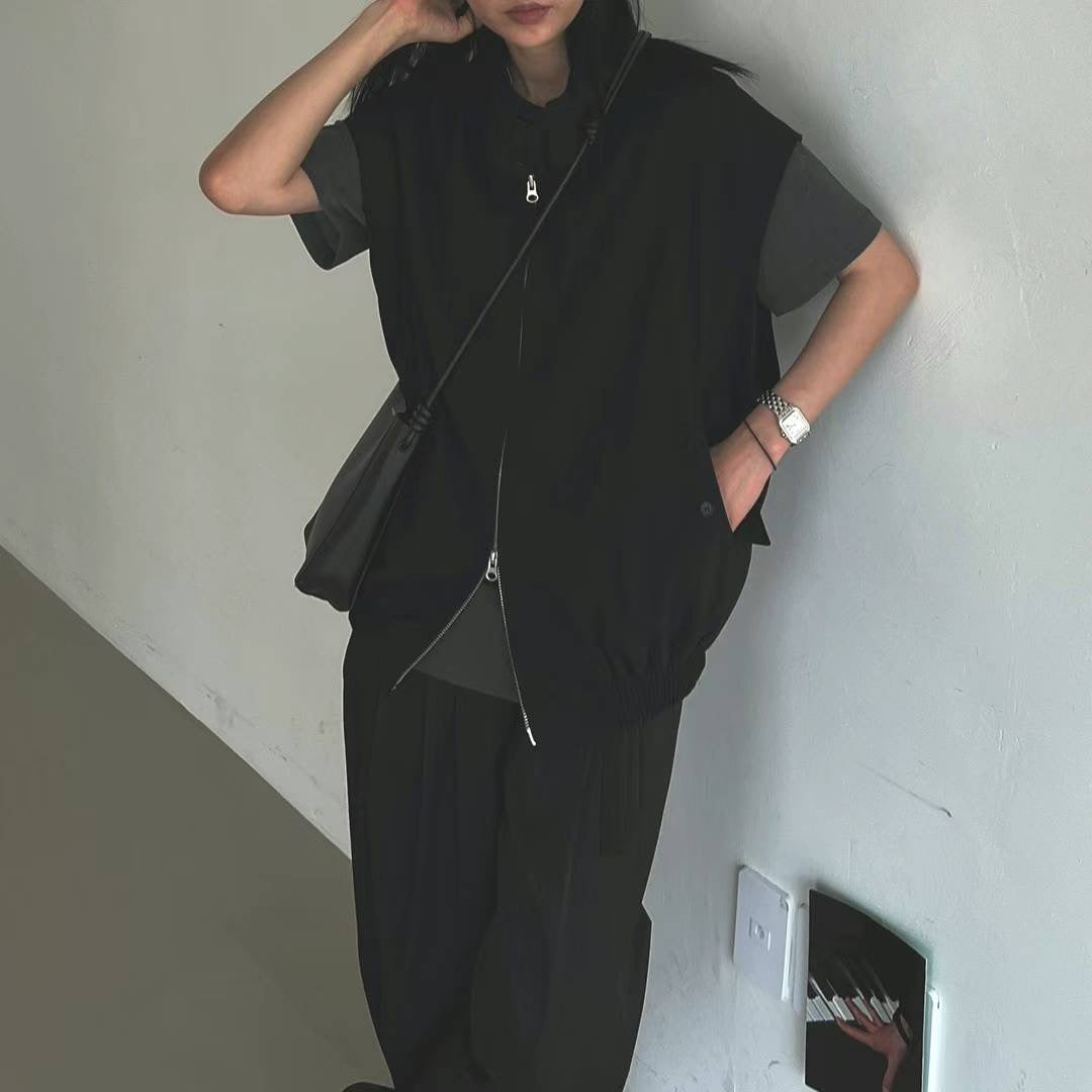 DOULBE-SLIDER POLY VEST JACKET