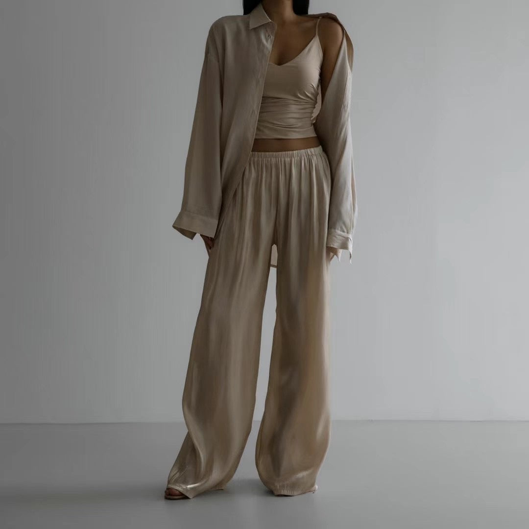 ELASTIC WAIST SATIN PANTS
