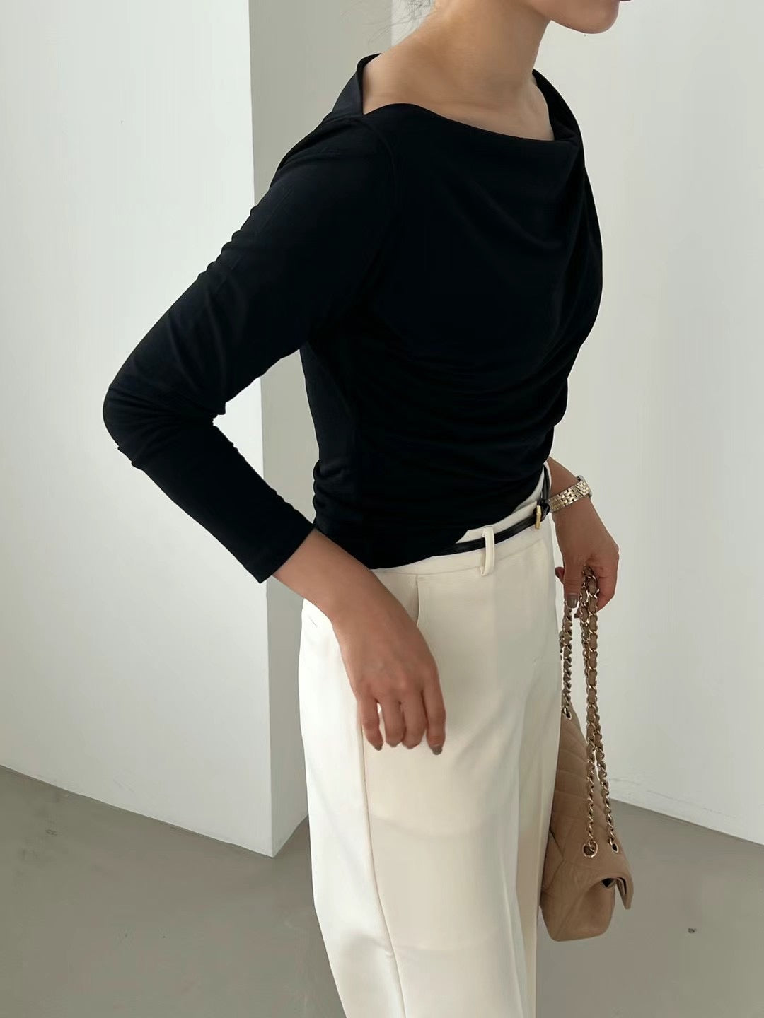 !!!EARLYBIRD SPECIAL OFFER until Sunday!!! DRAPED COLLARED LONG SLEEVES TOP