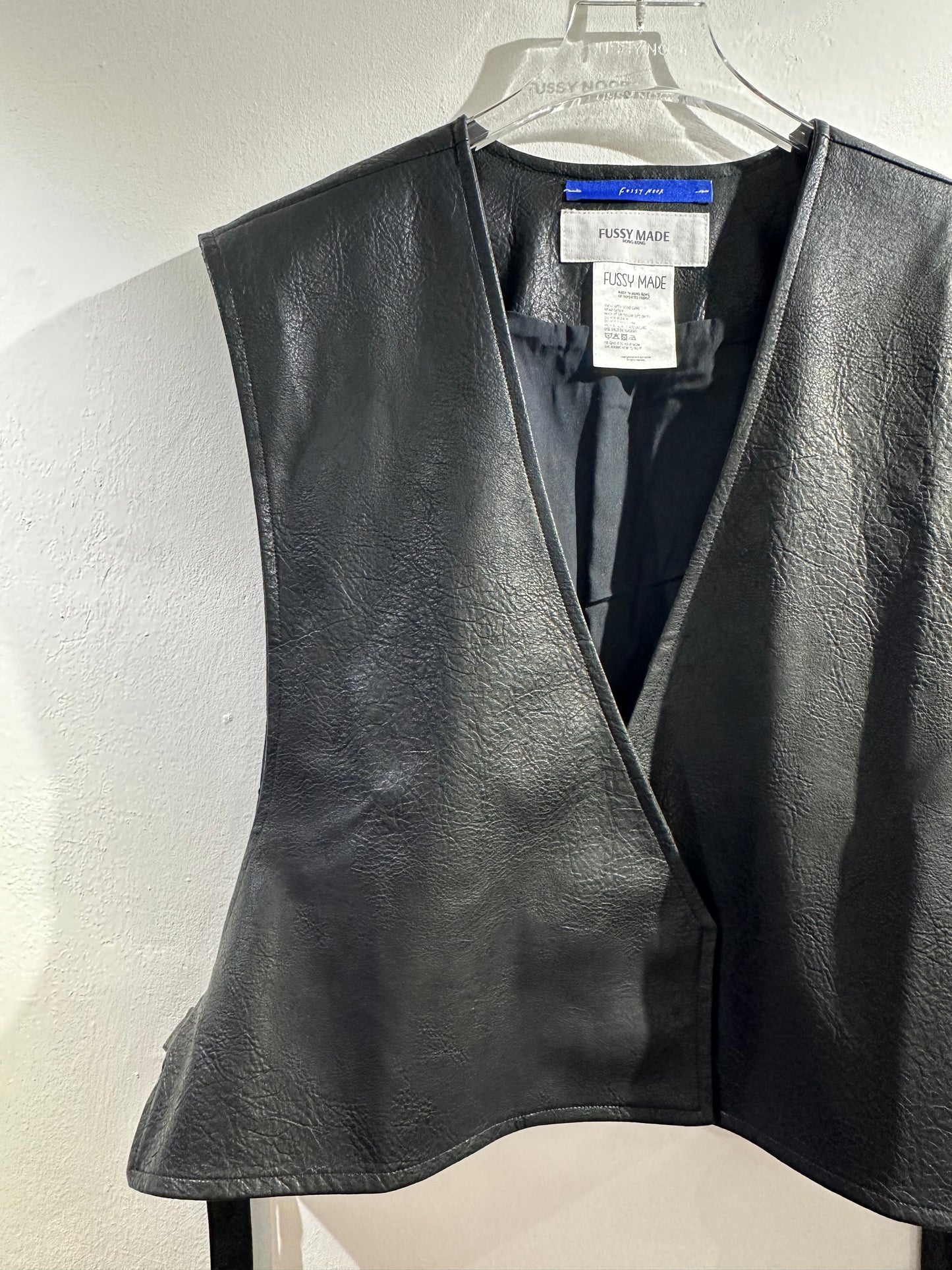 • FUSSY MADE • STRAPPED LAYERING VEST - PU BLACK