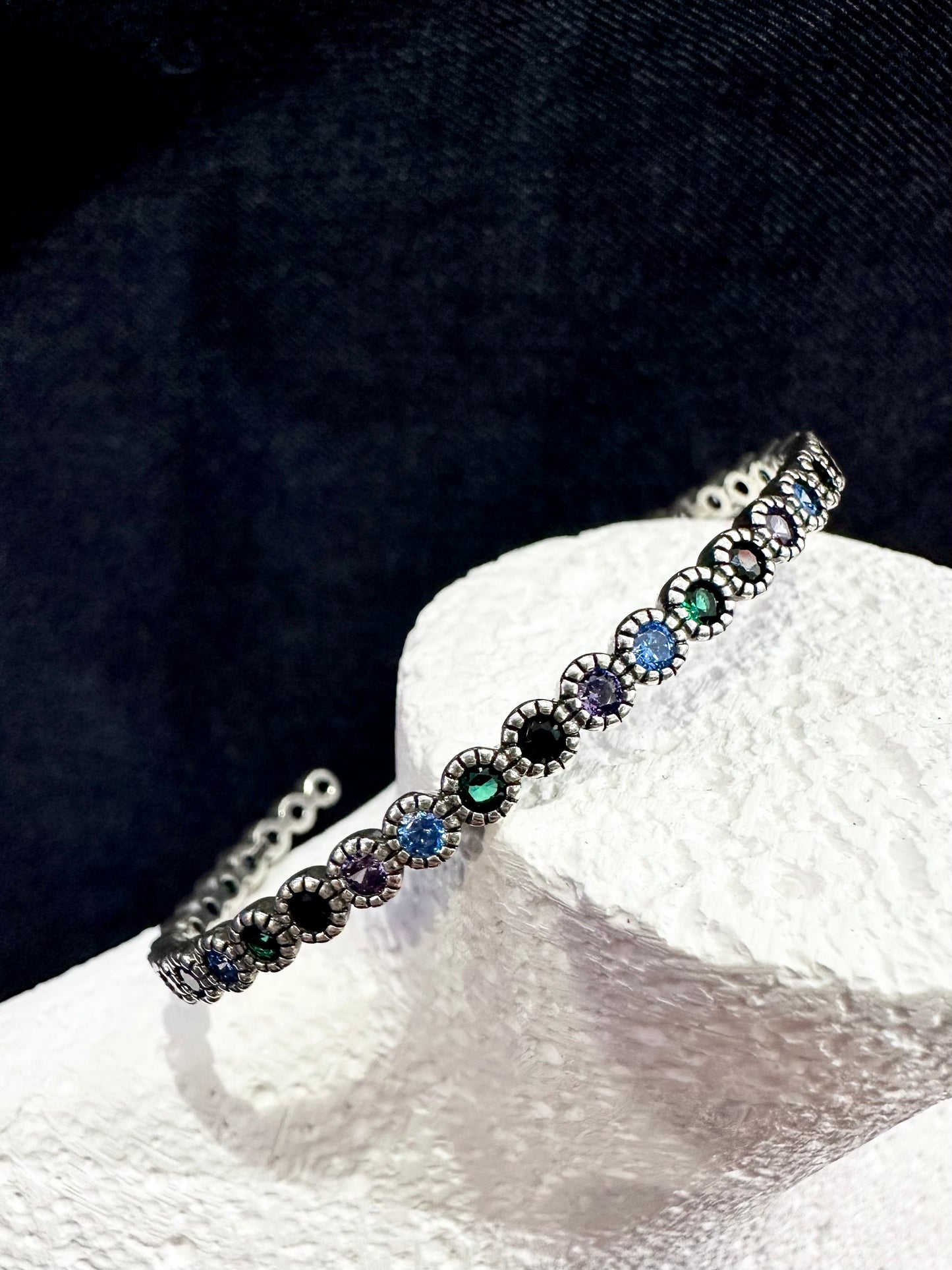 925 GEMSTONE BEAD BANGLE