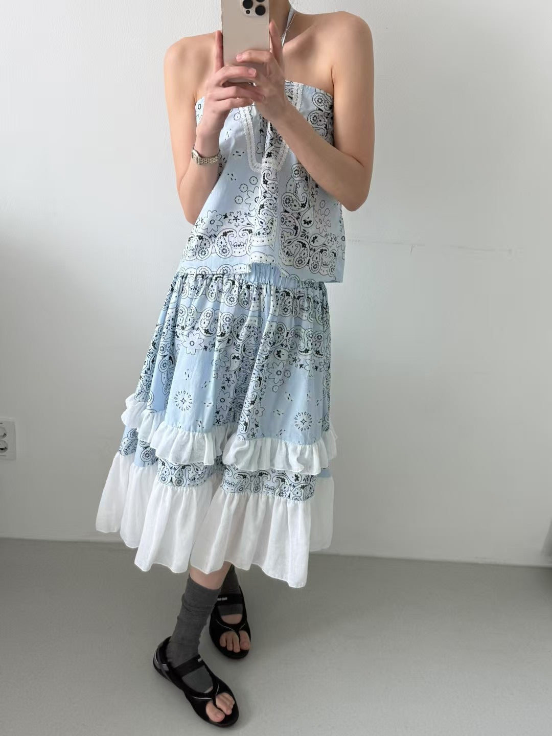 PAISLEY FLORAL PRINTED SKIRT