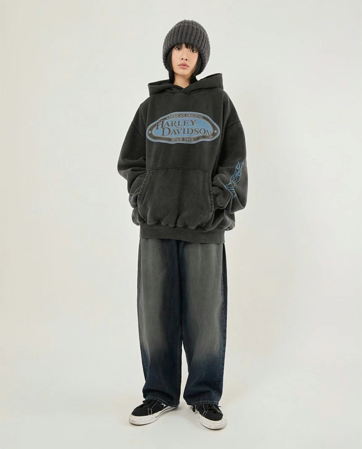 !!!EARLYBIRD SPECIAL OFFER until Sunday!!! BLUE PRINT HARLEY DAVIDSON HOODIE - FLEECE