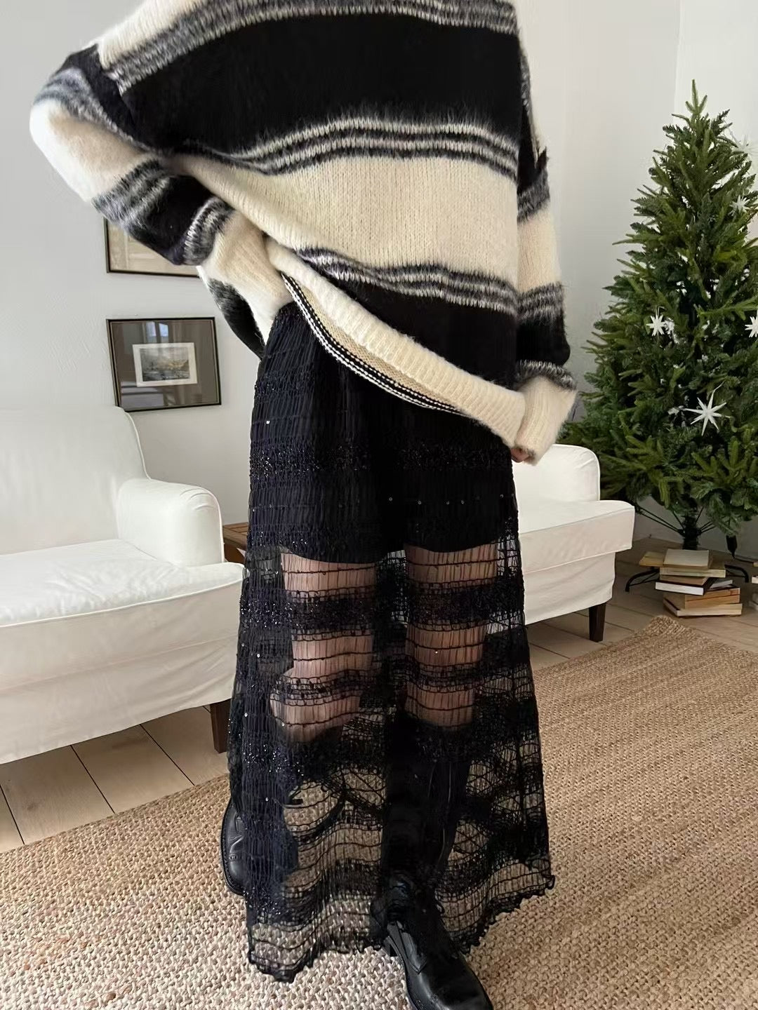 SHEER A LINE TIERED SKIRT