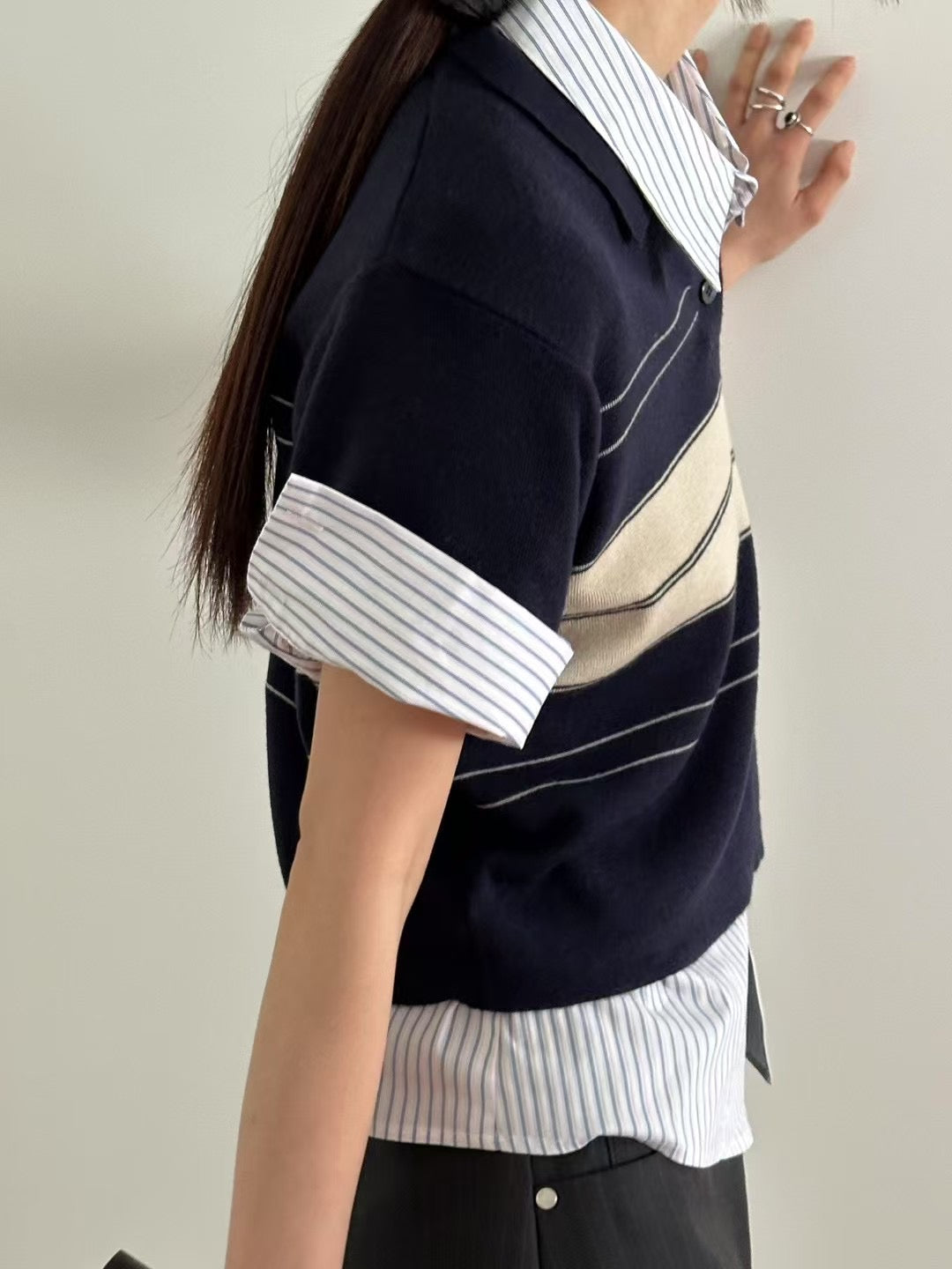 CROP KNIT POLO -5 COLOURS