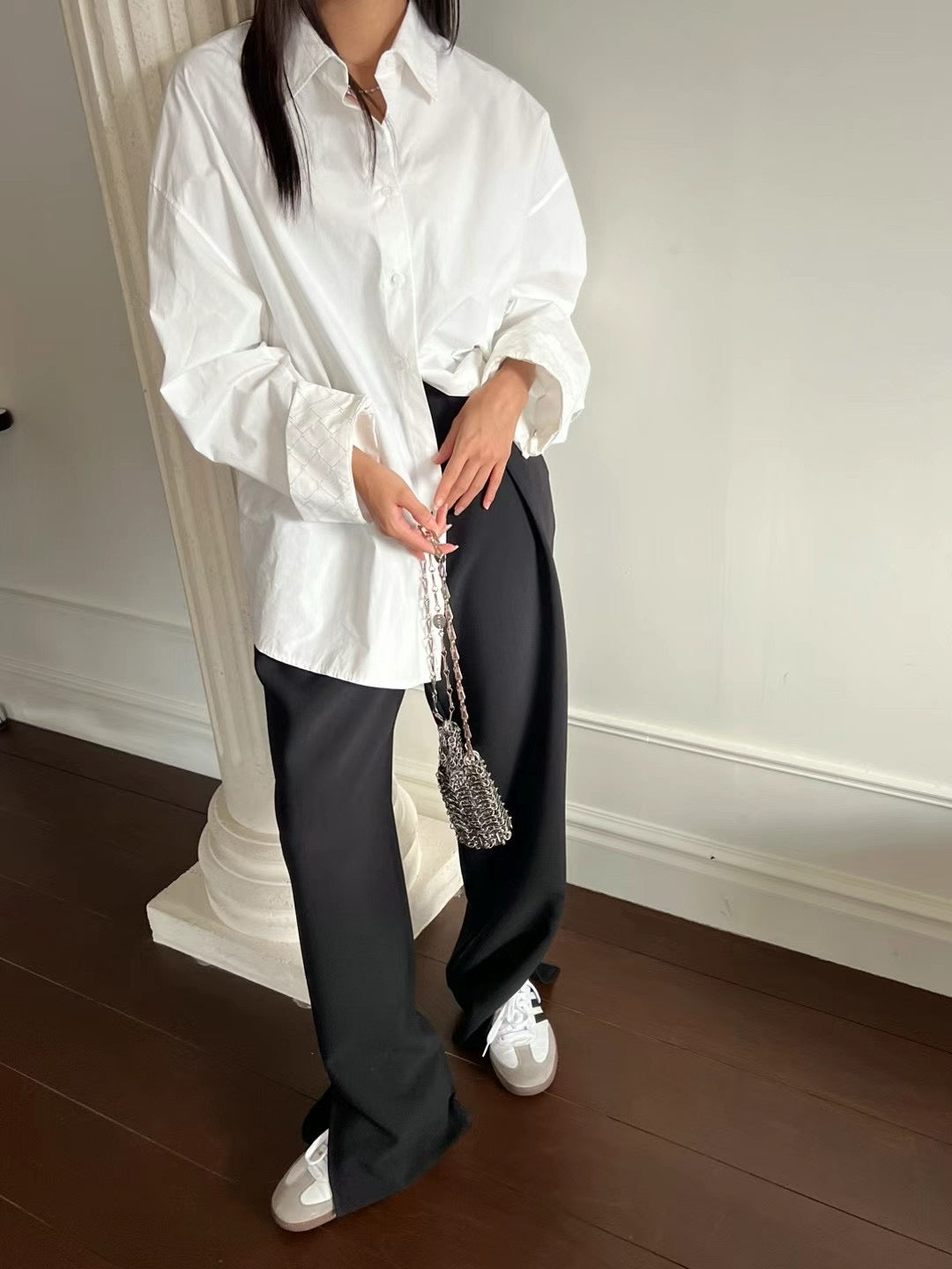 ELASTIC WAIST FRONT SPLIT PANTS