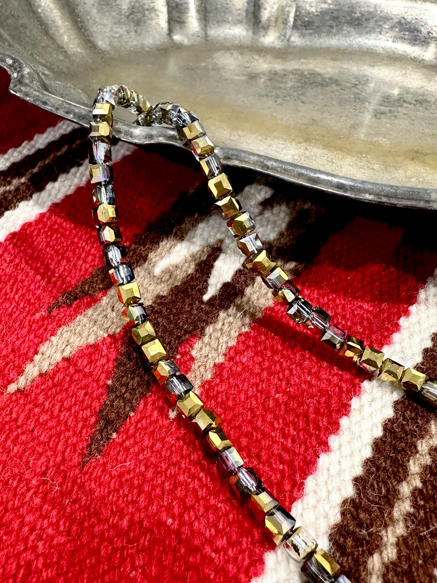 JAPAN HOLO GOLD GLAZE BEADS NECKLACE