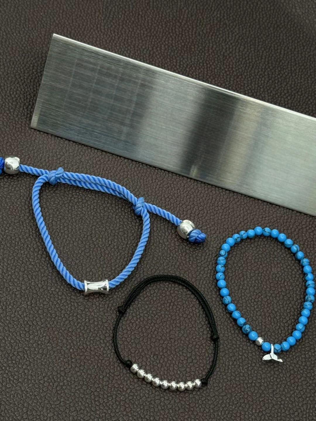 925 SILVER BEAD LEATHER KNOTS BRACELET