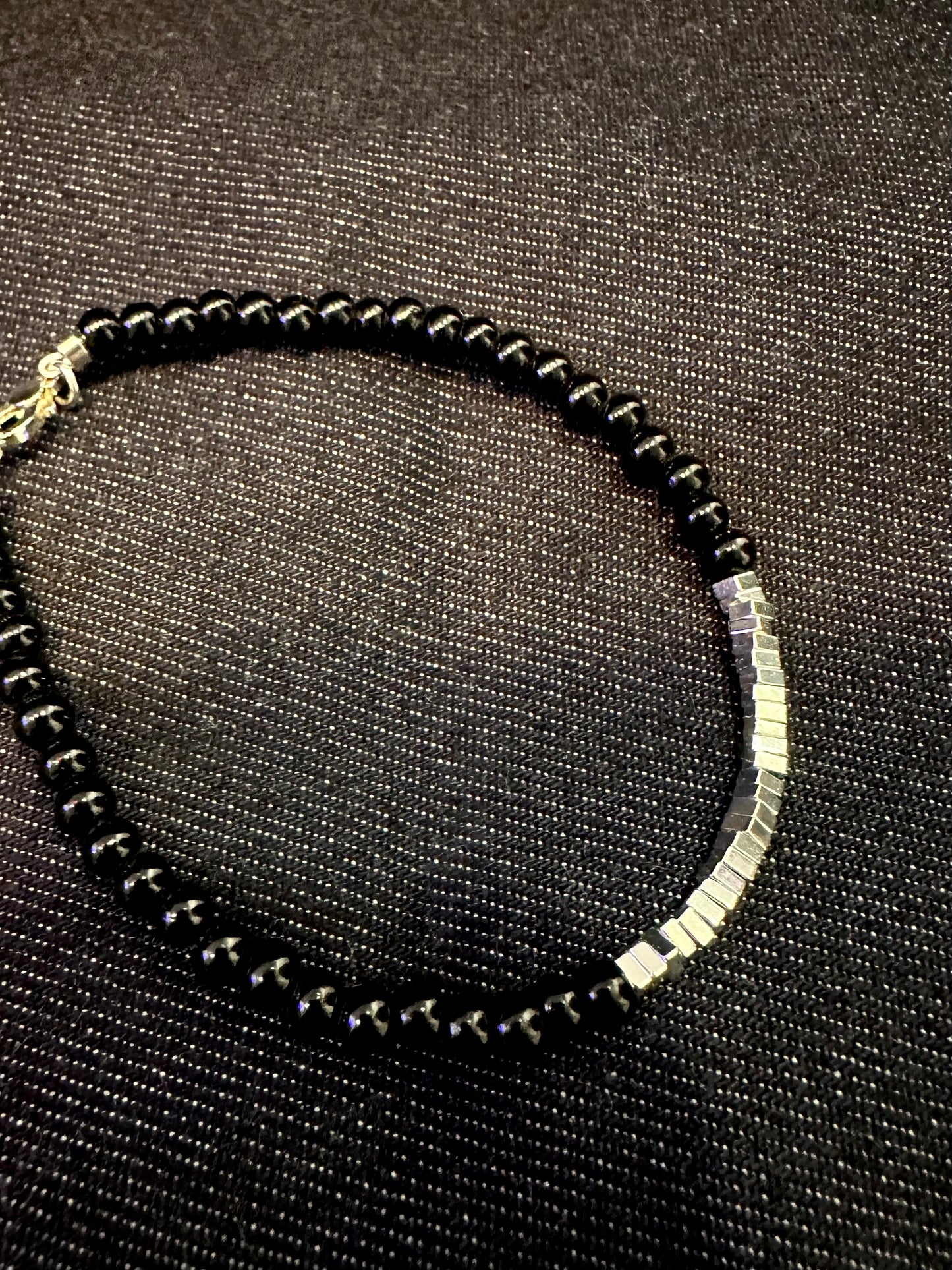 925 SQUARE ROUND BEADS BRACELET