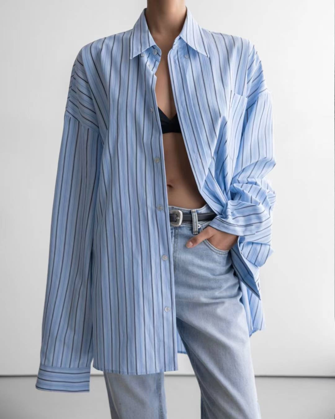 URBAN STRIPED LOOSE SHIRT