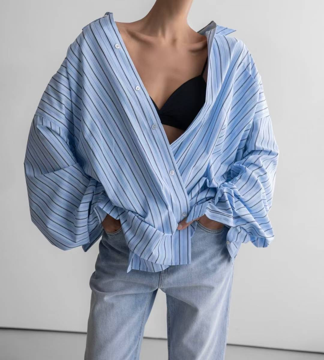 URBAN STRIPED LOOSE SHIRT