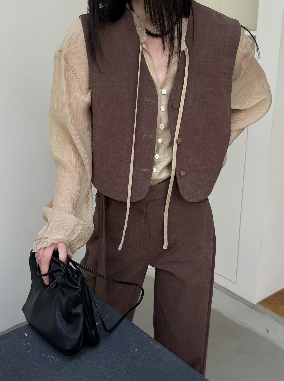 ZESTY OPEN NECK AIRY BLOUSE