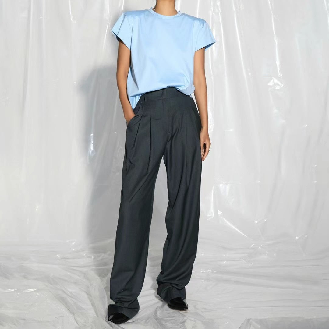 HIGH WAIST THIN TEXTURE TROUSER