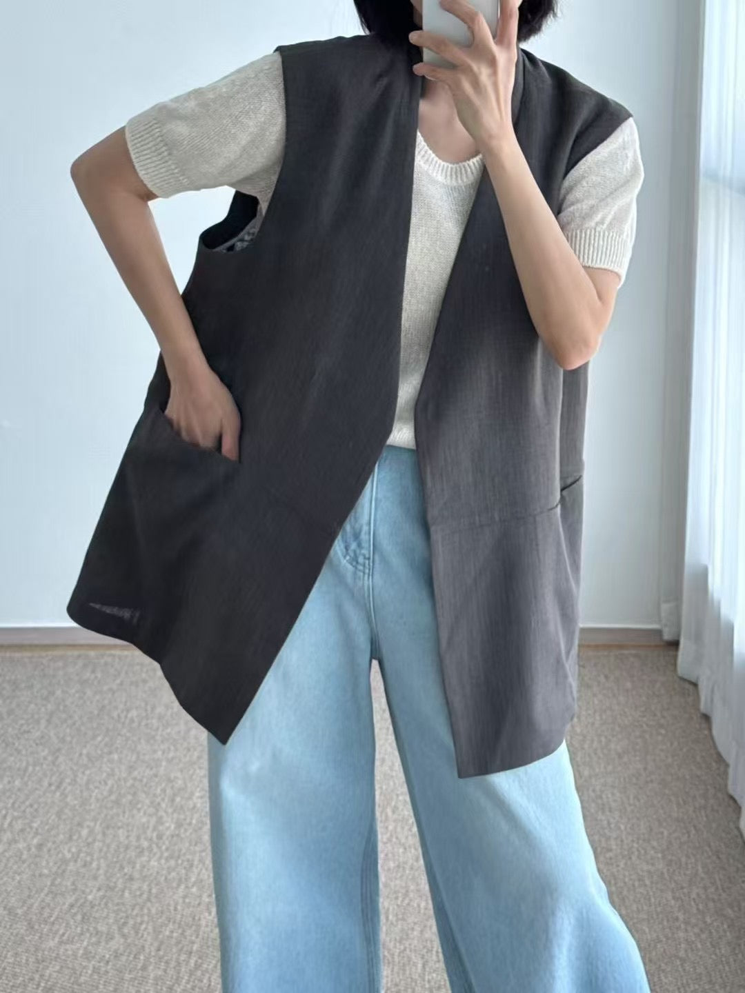 BREEZY LINEN BLAZER VEST