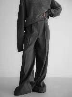 BUTTON STRAP PLEATS TROUSERS