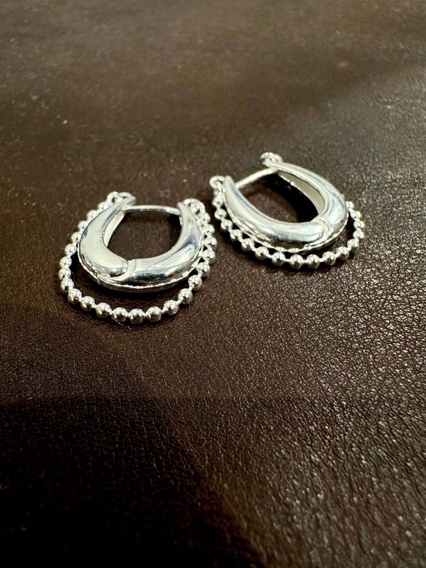 925 LUCKY BEADED HORSESHOE HOOPS EARRINGS