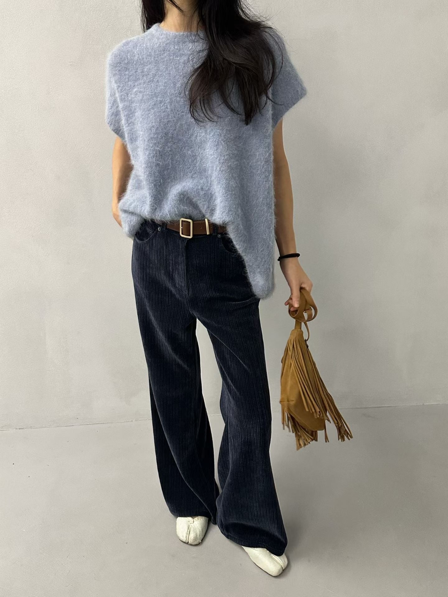 WIDE-LEG CORDUROY FLARED PANTS