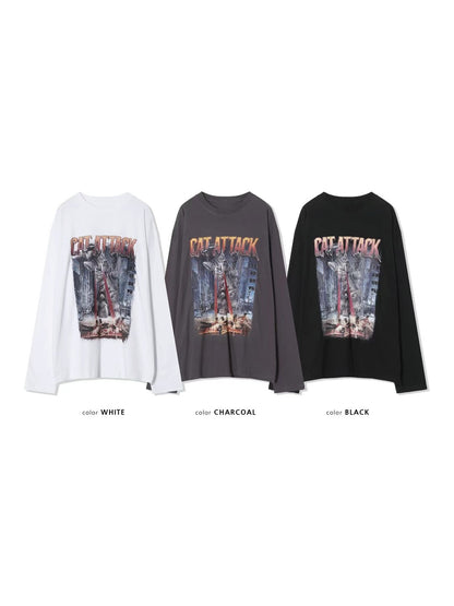"CAT ATTACK" PRINT TEE