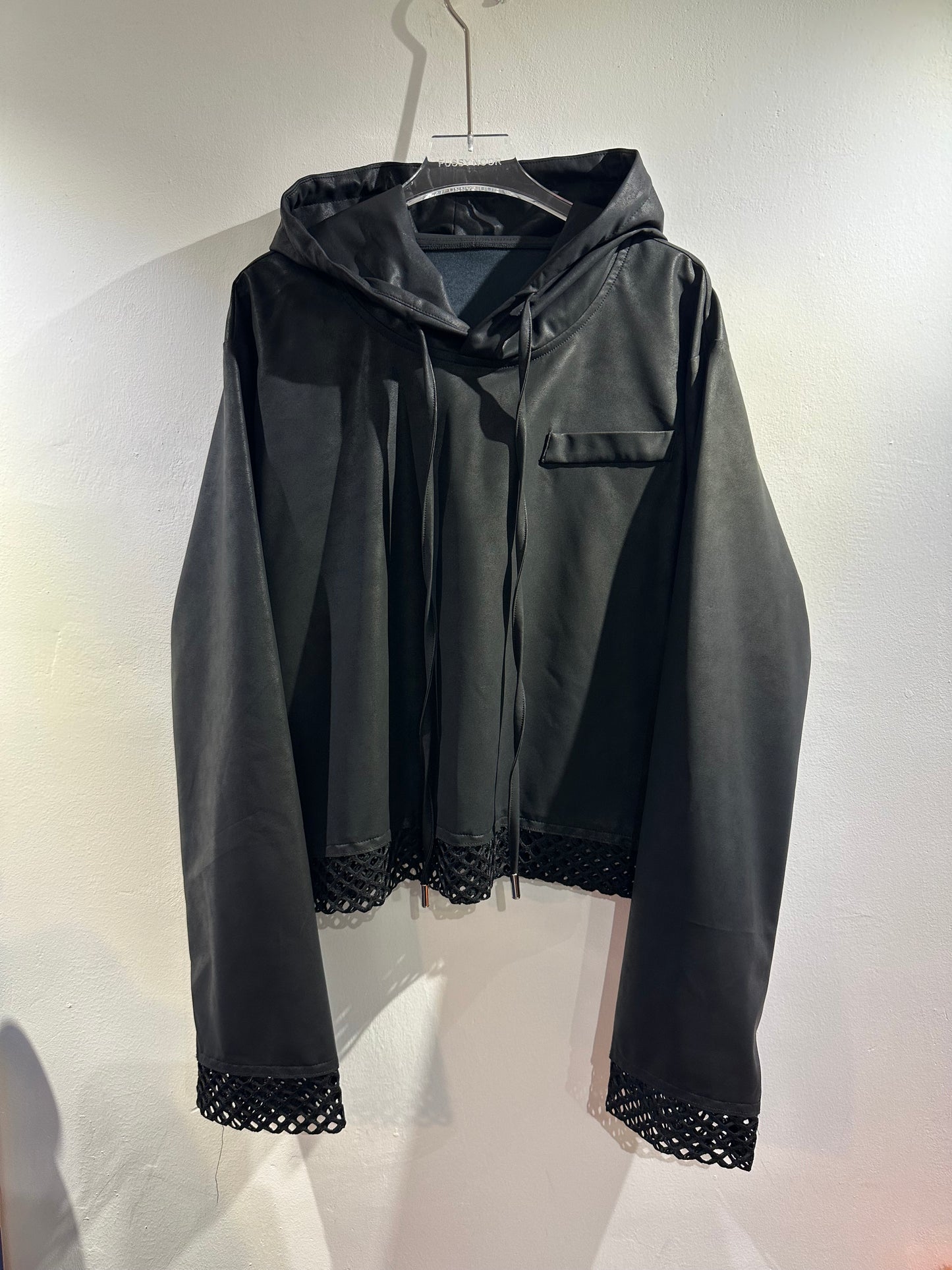 • FUSSY MADE • MATTE PU HOODED BLOUSE