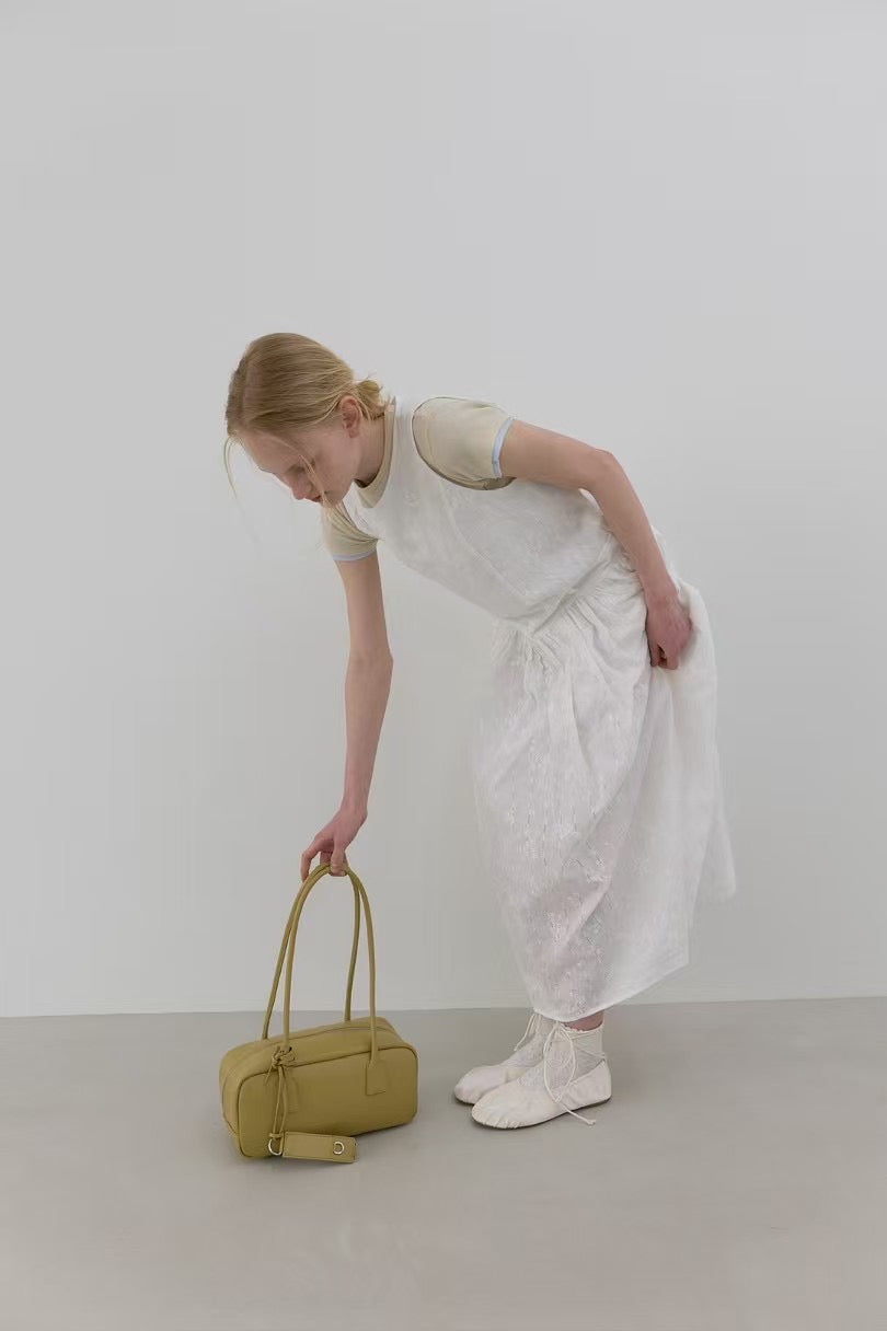 CALF LEATHER BAGUETTE BOXY HANDLE BAG