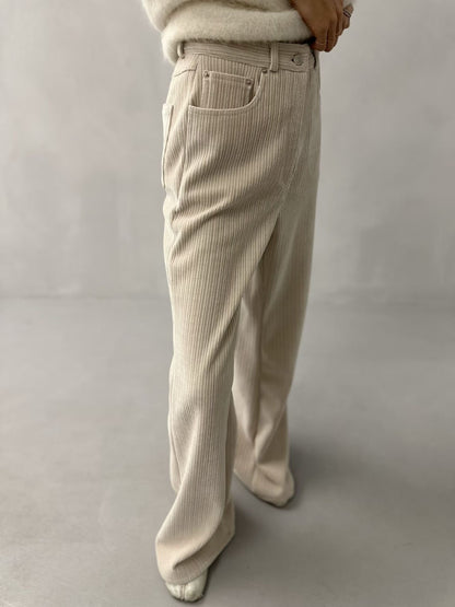 WIDE-LEG CORDUROY FLARED PANTS