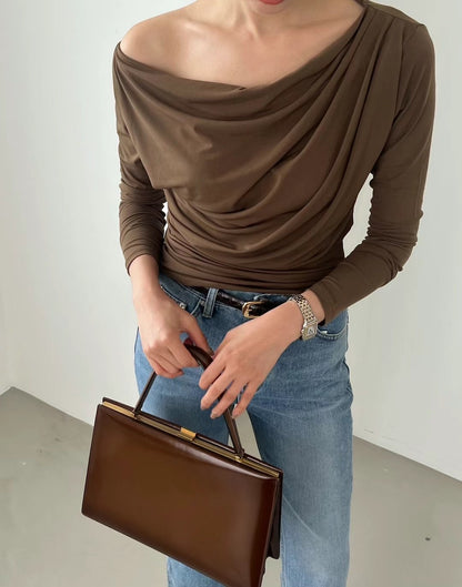 !!!EARLYBIRD SPECIAL OFFER until Sunday!!! DRAPED COLLARED LONG SLEEVES TOP