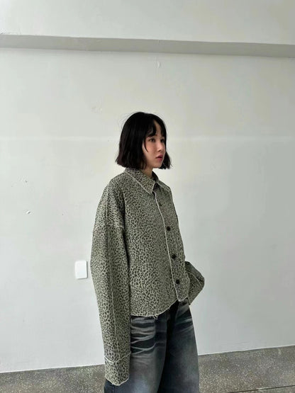 LEOPARD CROP JACKET