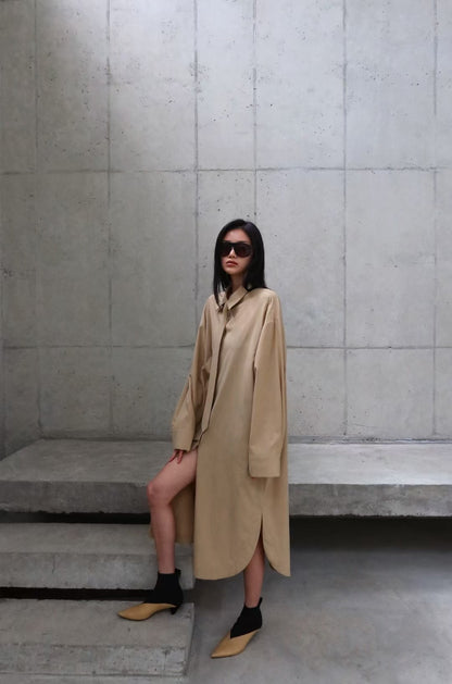 TIE-ACCENTED LONG SHIRT
