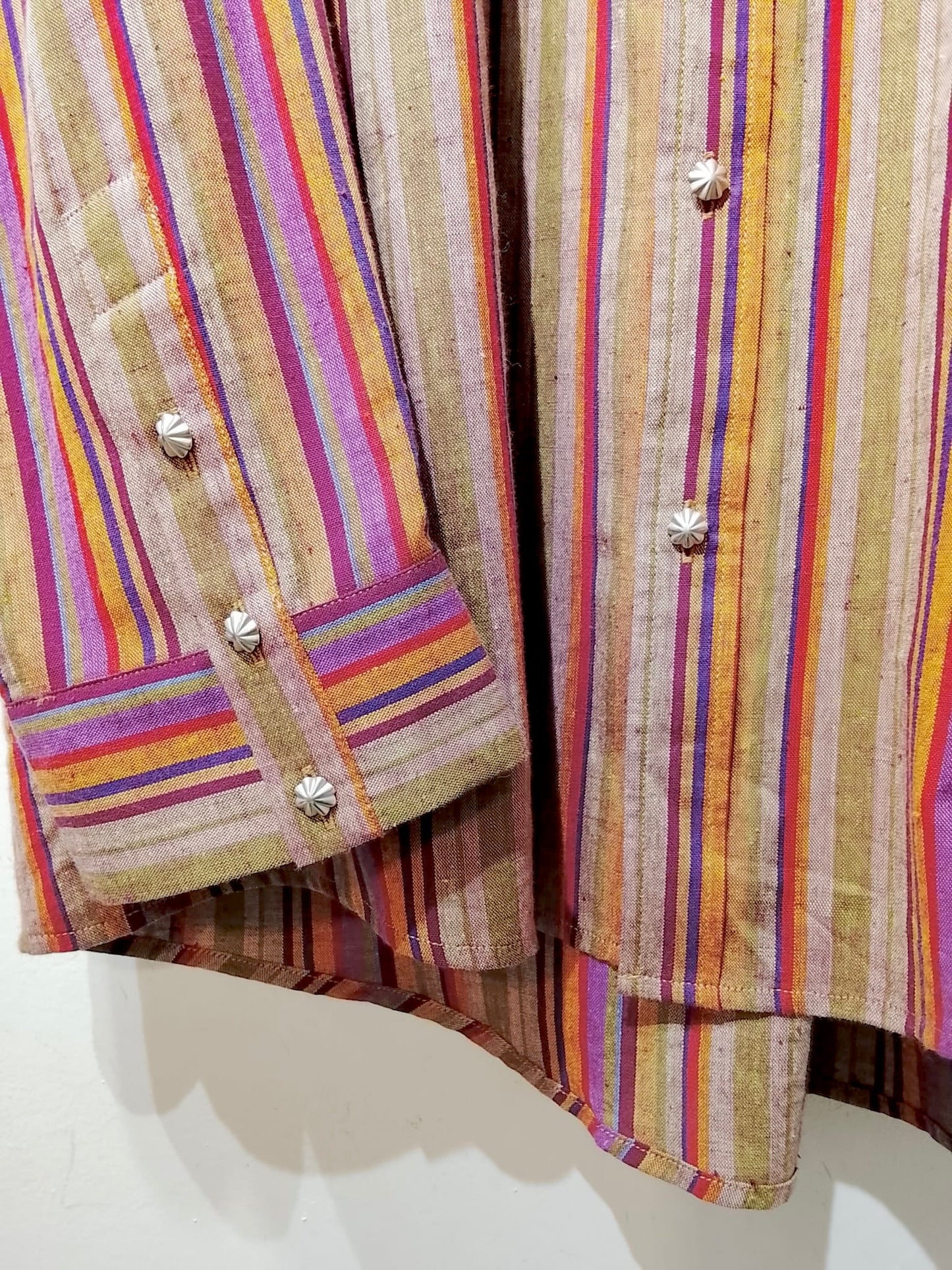 • FUSSY MADE • SPICED AMBER VERTICAL STRIPES SHIRT