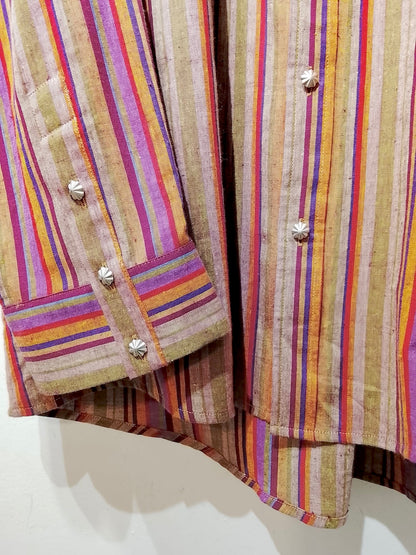 • FUSSY MADE • SPICED AMBER VERTICAL STRIPES SHIRT