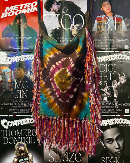 TIE DYE FRINGE BOHO CHIC CROSSBODY BAG ( HANDMADE - THAILAND )