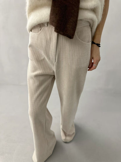 WIDE-LEG CORDUROY FLARED PANTS