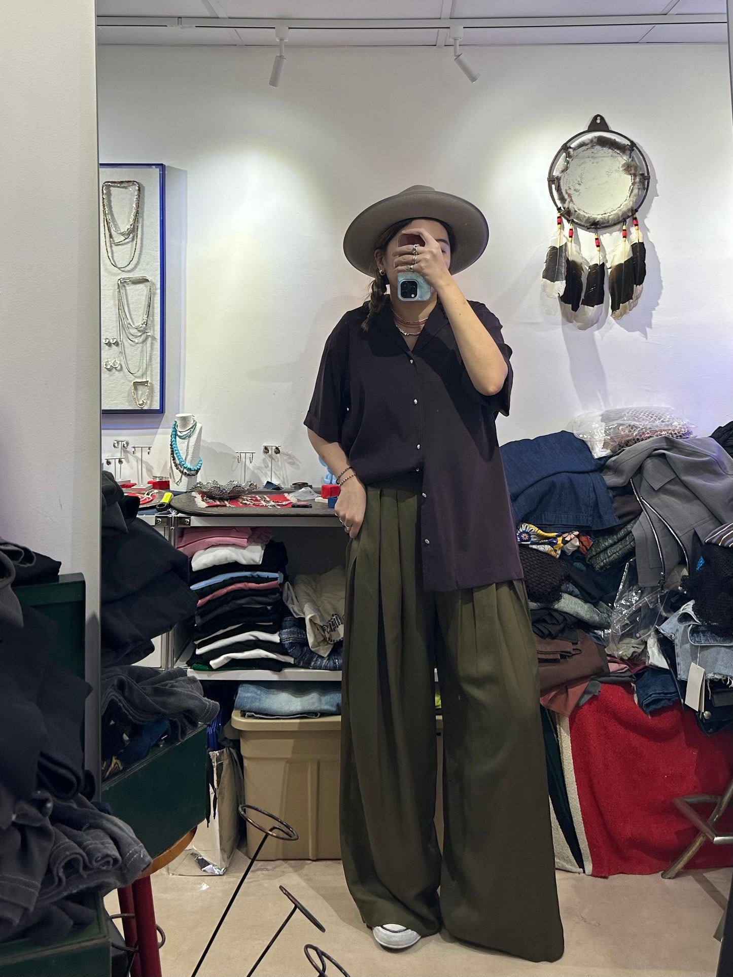 • FUSSY MADE • V NECK PLUM CUPRO SHIRT
