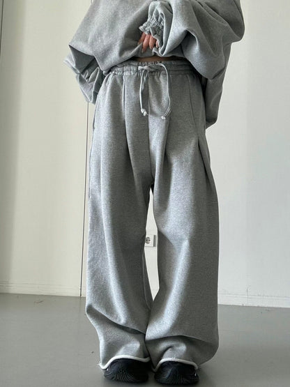 WAIST PLEATED COTTON JERSEY PANTS