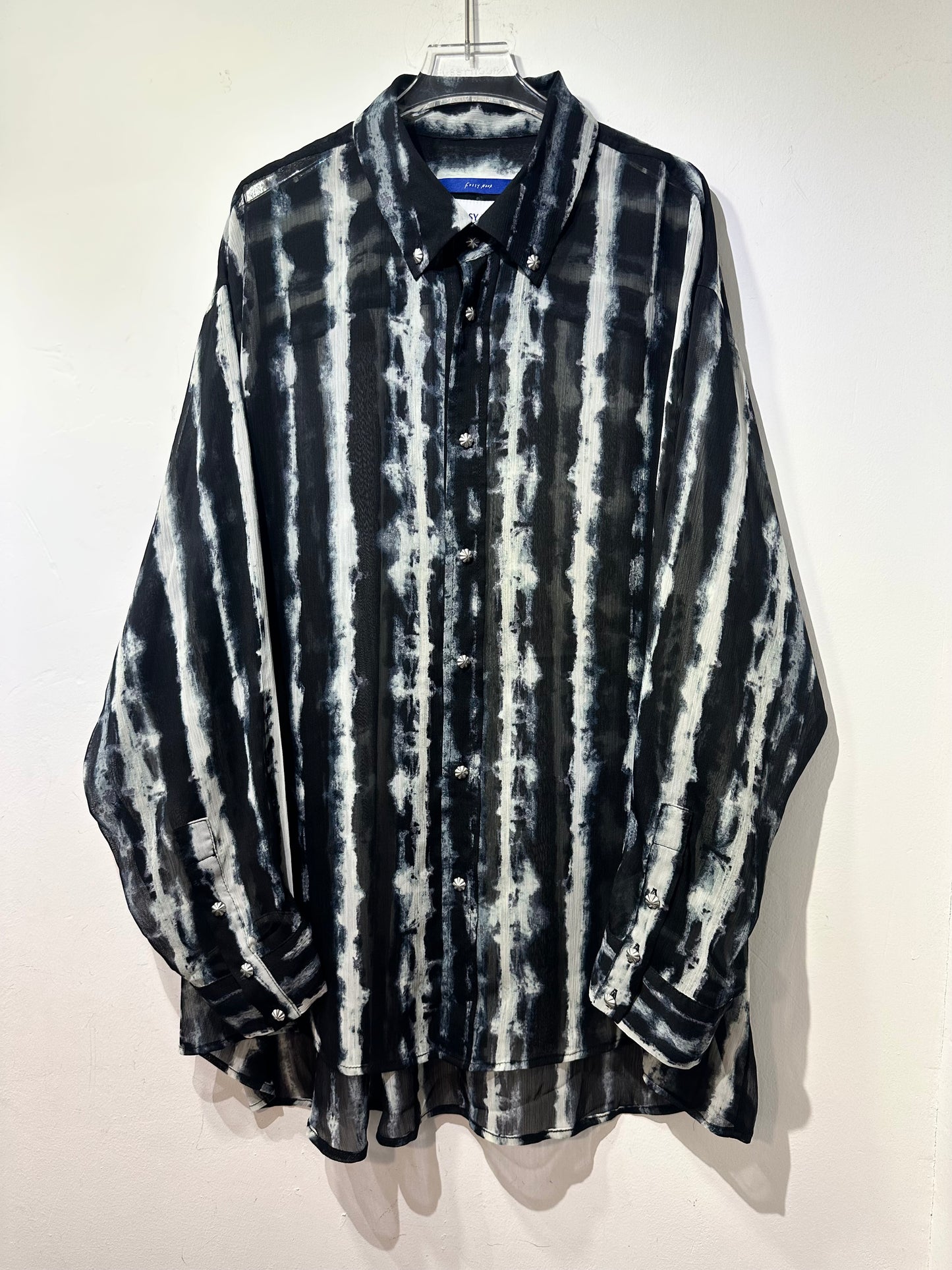 • FUSSY MADE • INK DYE PRINTED SHEER SHIRT ( LONG SLEEVES )