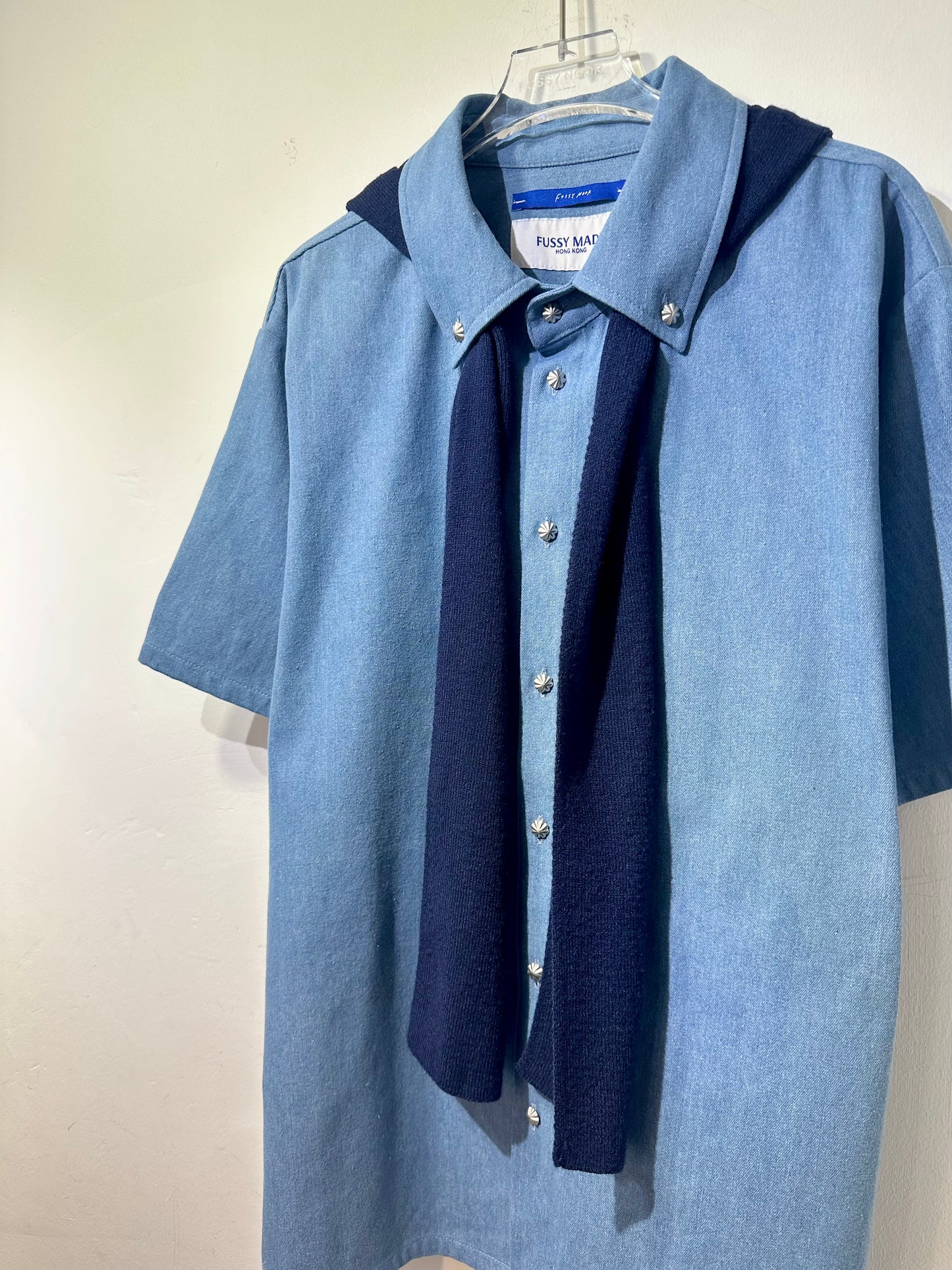 • FUSSY MADE • LIGHT BLUE HUE DENIM SHIRT ( WITH SCARF )
