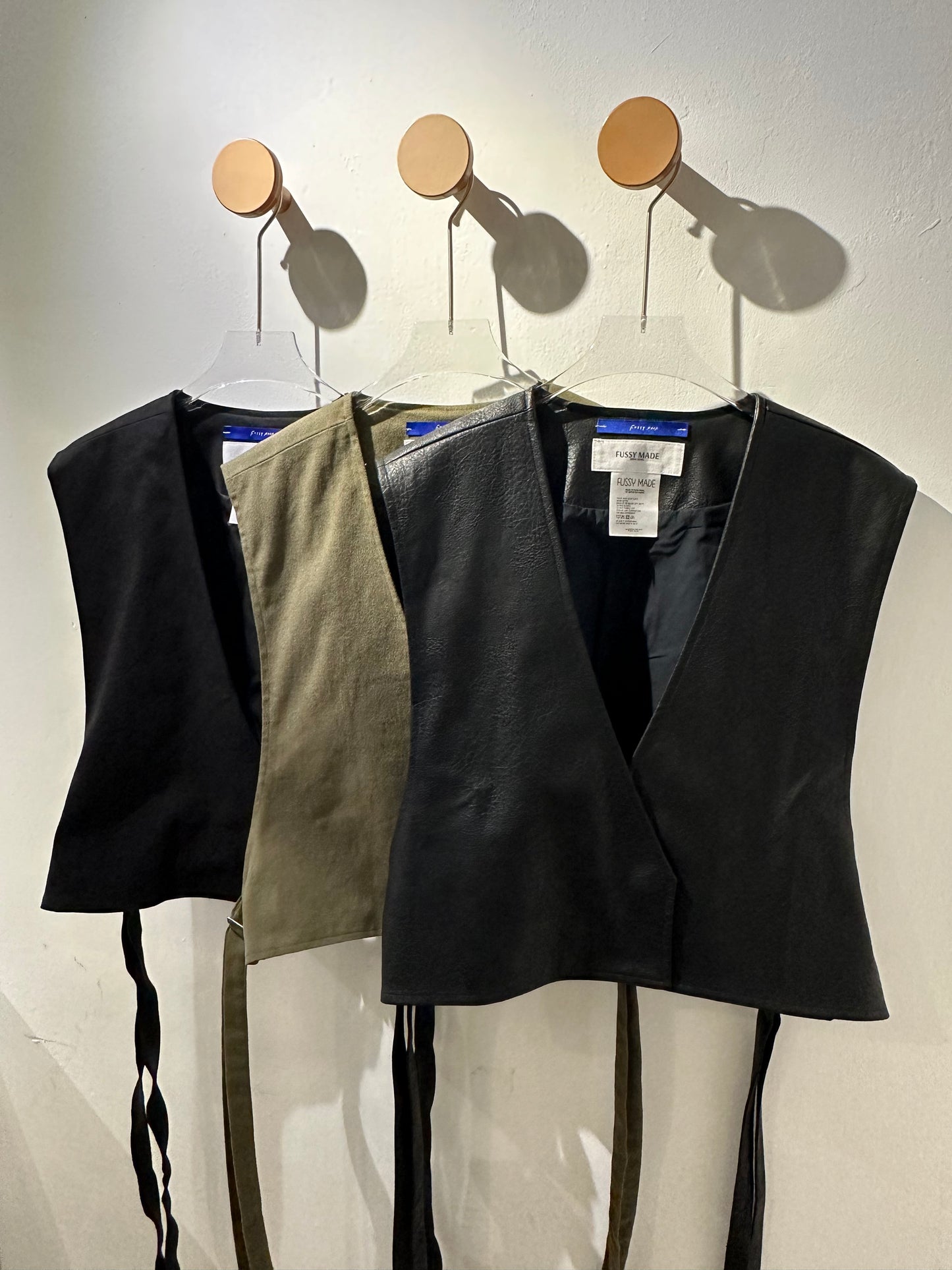 • FUSSY MADE • STRAPPED LAYERING VEST - BLACK