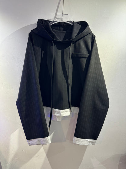 • FUSSY MADE • PINSTRIPE HOODED BLOUSE