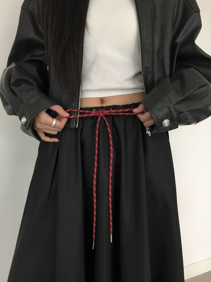 DRAWSTRING NYLON SKIRT