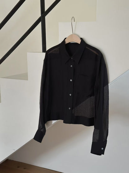 CROP SEE THROUGH SHIRT JACKET