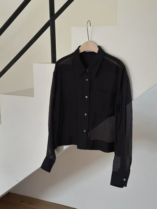 CROP SEE THROUGH SHIRT JACKET