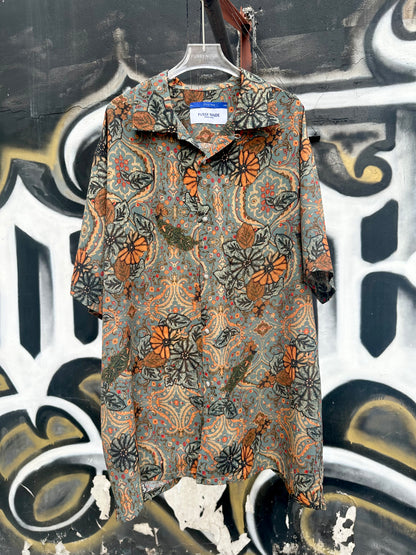 • FUSSY MADE • RETRO BROWN LEAVES PRINTED SHIRT