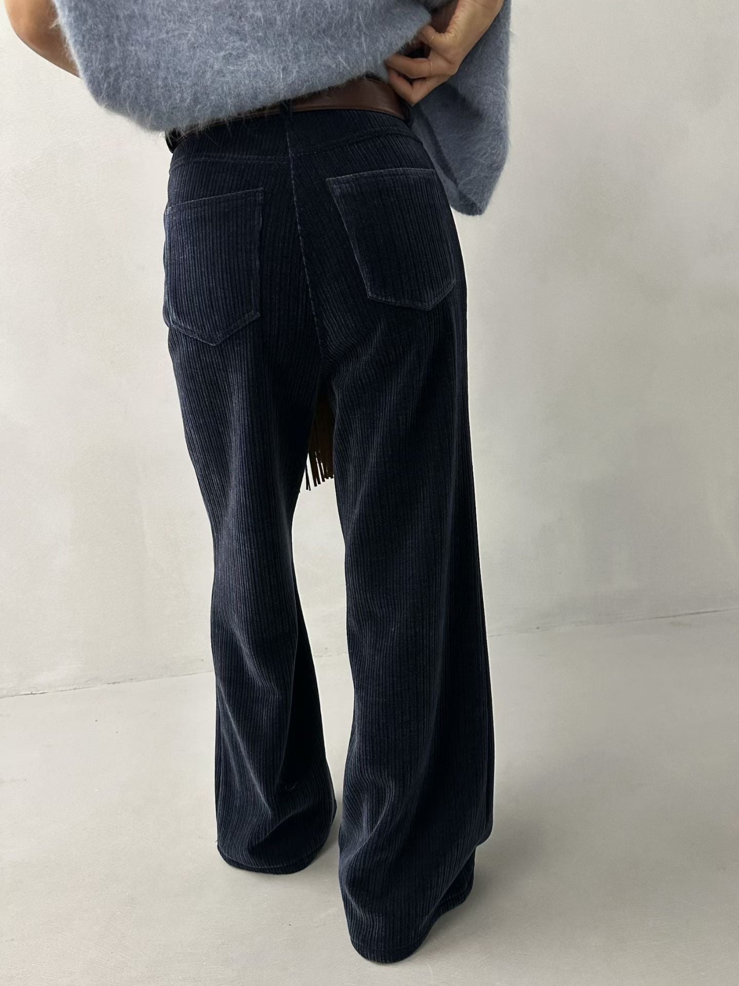 WIDE-LEG CORDUROY FLARED PANTS