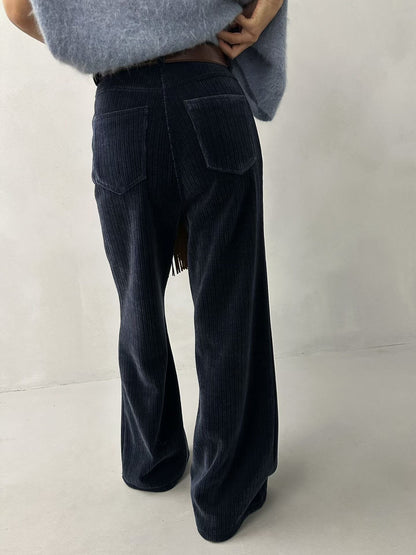 WIDE-LEG CORDUROY FLARED PANTS