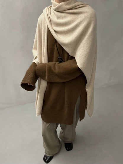 COZY CASHMERE DRAPE FRINGE SHAWL