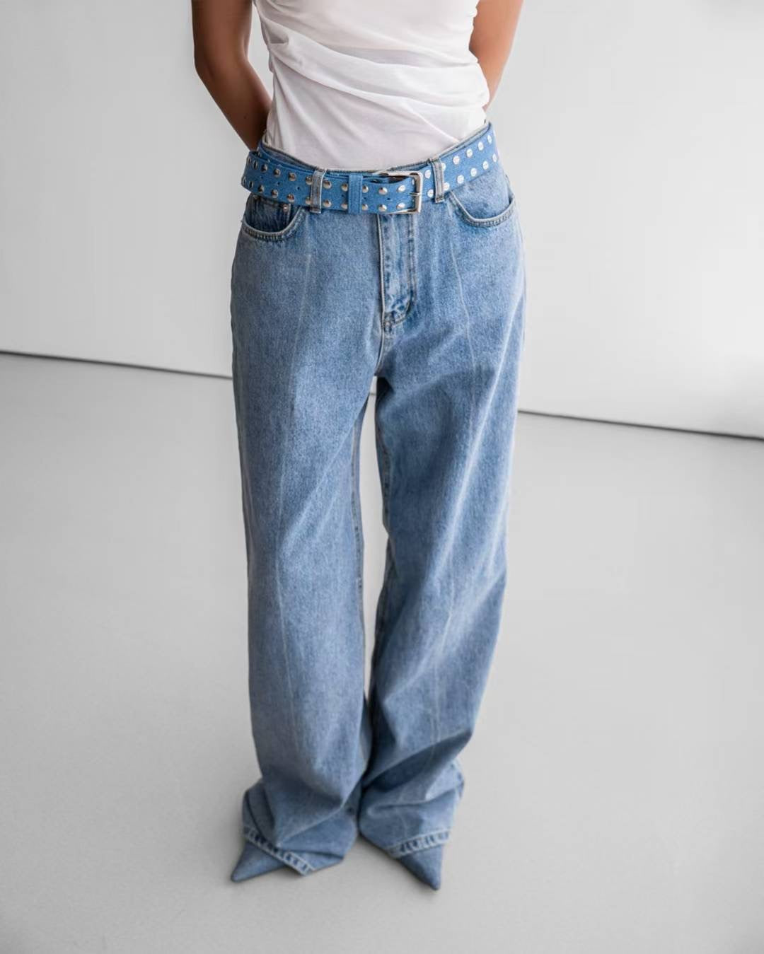DENIM STUDS BELT