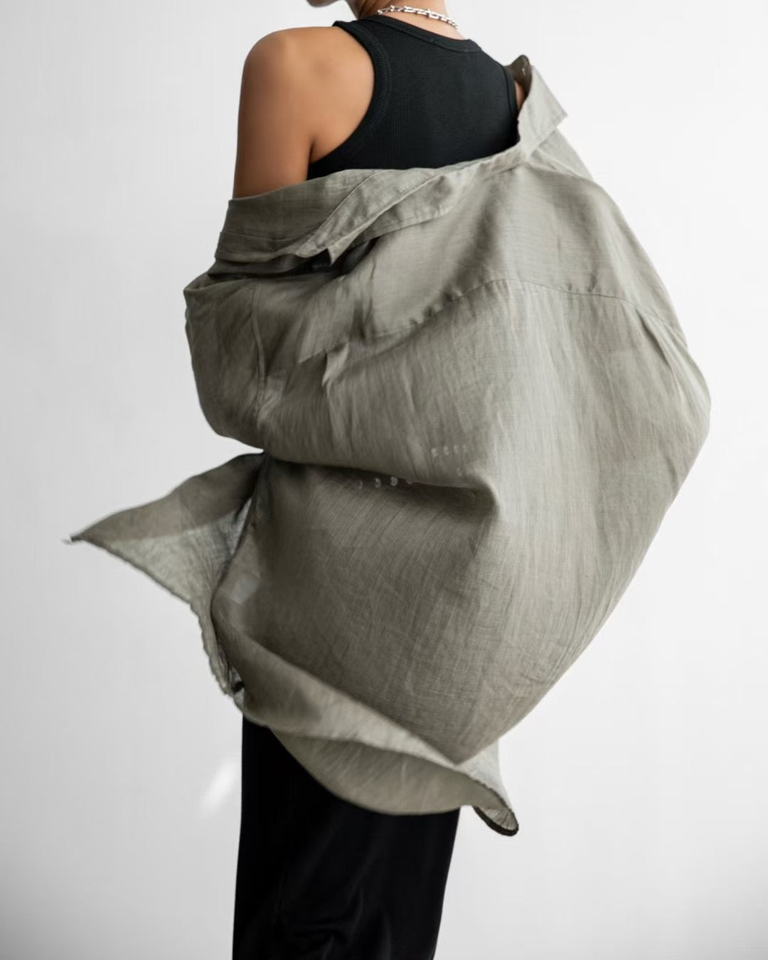 DRAPED LINEN SHIRT