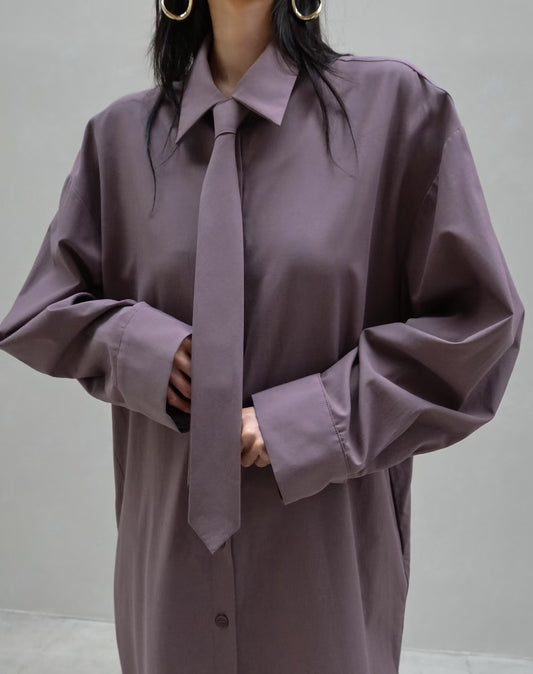 TIE-ACCENTED LONG SHIRT